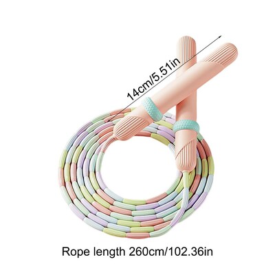 2,6 m mekano uže za preskakanje s perlama, neklizajuća ručka, podesiva segmentirana užeta za preskakanje bez zapetljanja za vježbanje, trening, igranje