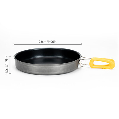 Neprianjajuća tava od aluminijske legure srednje veličine sa sklopivom ručkom Idealna za piknik na otvorenom. Kompaktna i laka za nošenje kamp tava