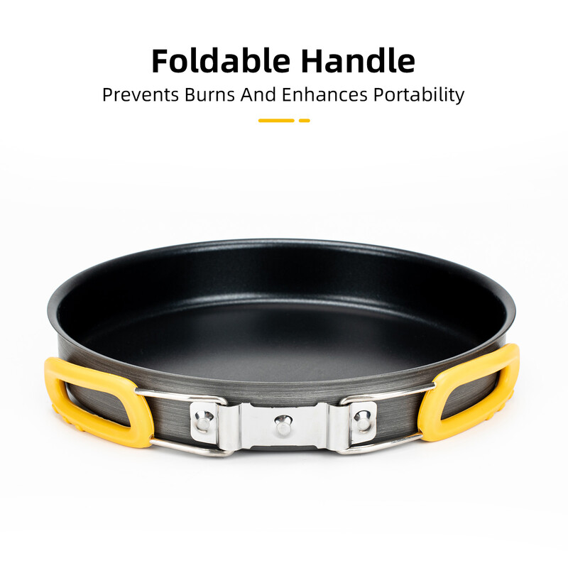 Neprianjajuća tava od aluminijske legure srednje veličine sa sklopivom ručkom Idealna za piknik na otvorenom. Kompaktna i laka za nošenje kamp tava