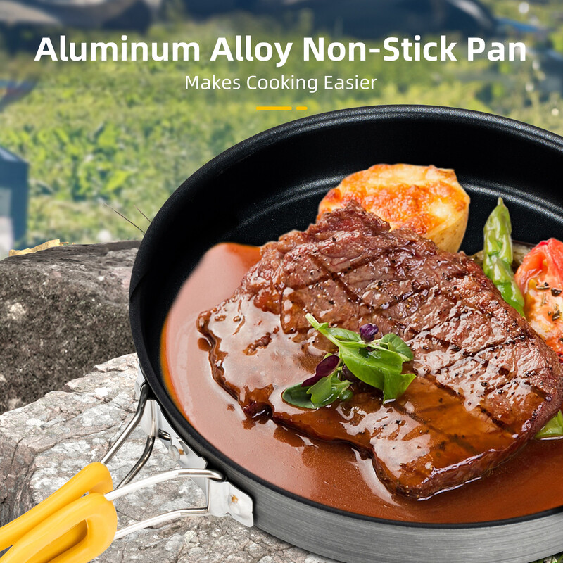 Neprianjajuća tava od aluminijske legure srednje veličine sa sklopivom ručkom Idealna za piknik na otvorenom. Kompaktna i laka za nošenje kamp tava