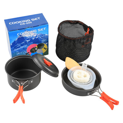 Matkavarustus Kööginõud keedukomplekt Survival Outdoor Nonstick Kaasaskantavad lauanõud Veekeetja Pot Pan Kauss Matkareisid BBQ Piknik