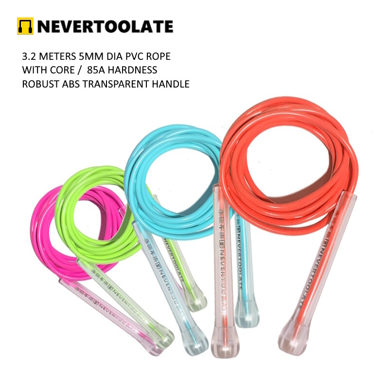 Prozirna ABS robusna ručka Uže tvrdoće 85A s jezgrom 120 grama pvc uže za preskakanje fitnes dvostruko ispod super dugo 3,2 metra