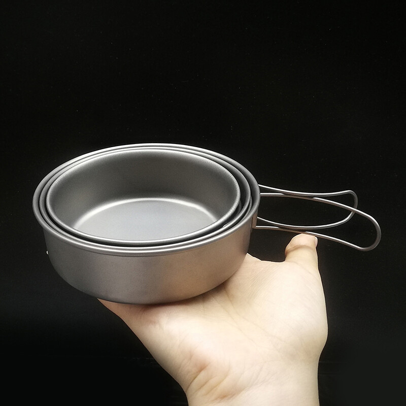 Īpaši viegla pārnēsājama titāna vakariņu panna ar salokāmiem rokturiem āra kempingiem, pārgājieniem piknika galda piederumi Virtuves trauki S/M/L