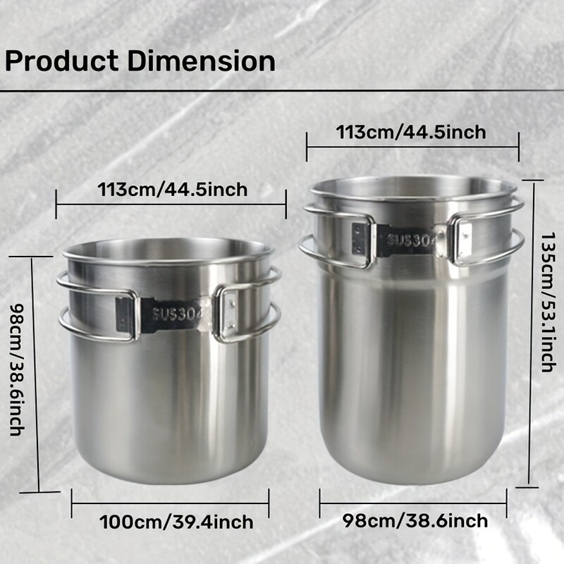 Lonac za posuđe za kampiranje na otvorenom, sklopiva šalica za kavu u kompletu od 2 komada s poklopcima za ventilaciju, šalica za kampiranje od nehrđajućeg čelika 304