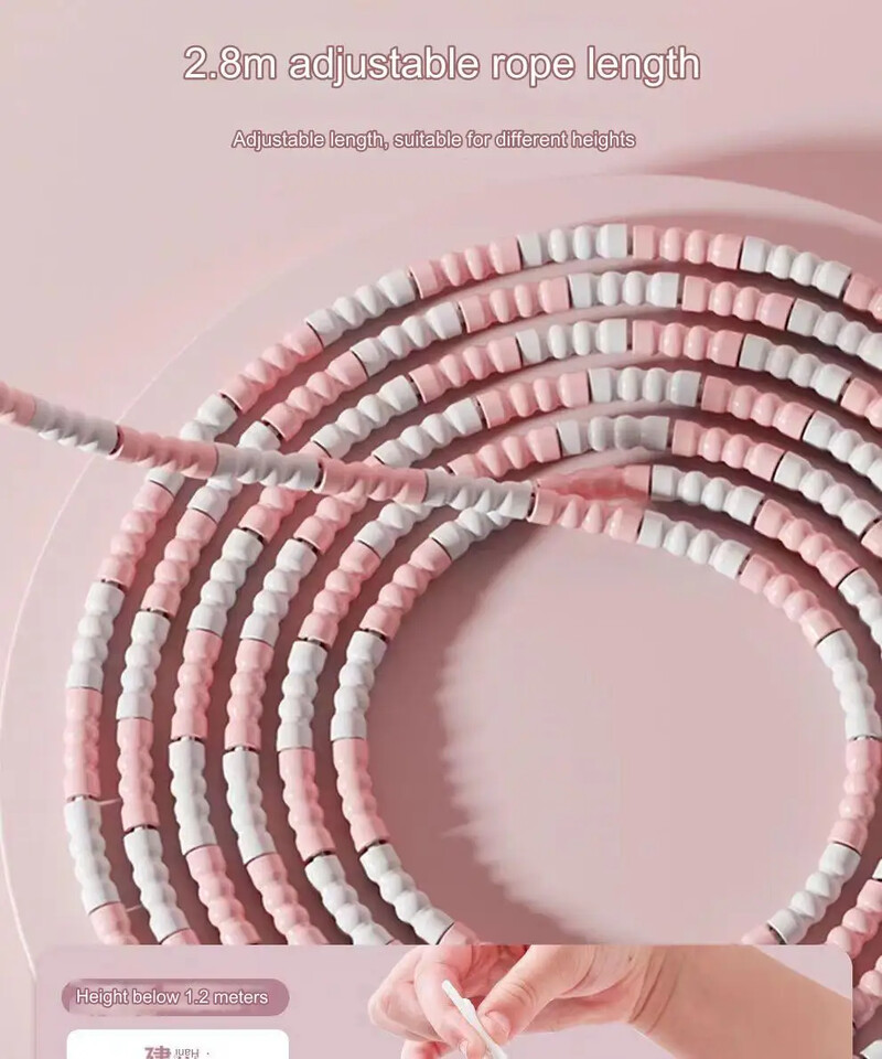 HOUZHOU Segmentové švihadlo do posilňovne, prenosné fitness švihadlo 2,8 m, cvičenie, fitness, športové tréningové koráliky