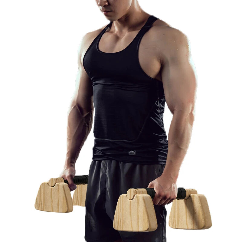Patraukiamas stovas Rankenos Medinis Push Up Strypas Buko Mediena Sporto treniruokliai Namuose Medienos Paralettės Baras, skirtas naudoti ant grindų