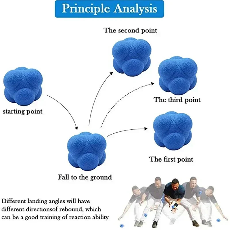 Suure tihedusega silikoonkummist kuusnurkne reaktsioonipall Agility koordinatsioonirefleks Treening Sport Fitness Treeningpall 7cm