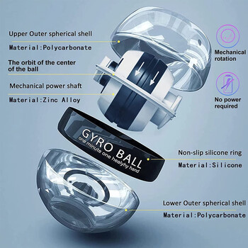 Μπάλα καρπού Power Trainer Ball Arm Hand Forearm Exerciser Auto-Start Gyroscopic Power Gyro Wrist Ball Sport Fitness Equipment