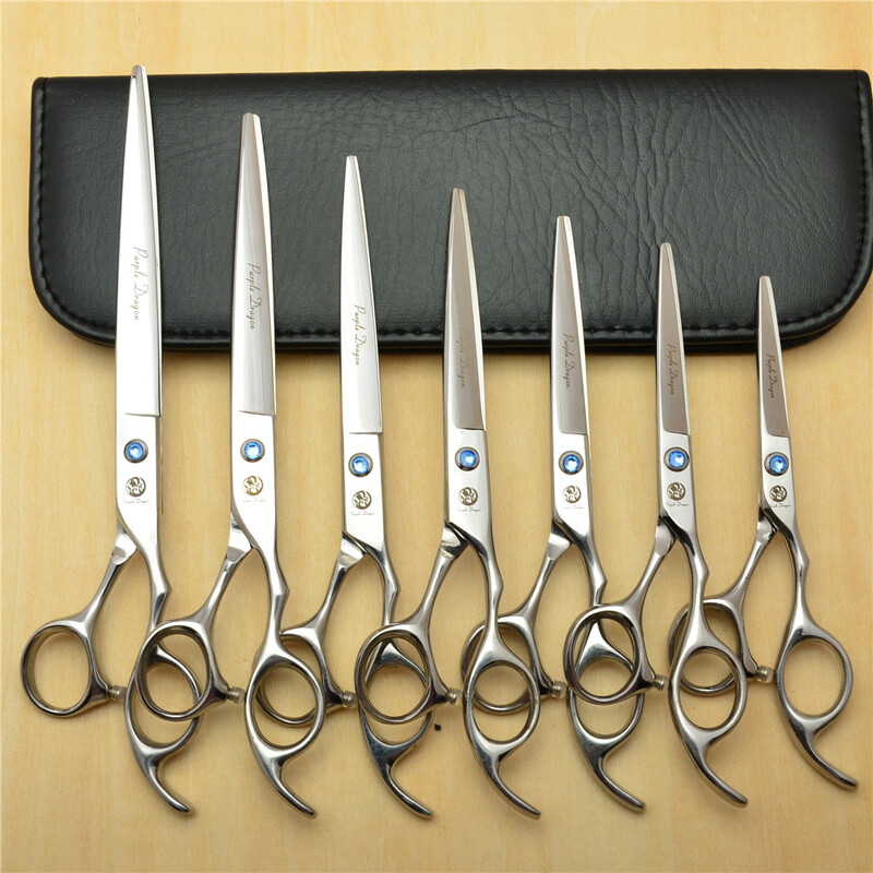 Violetinė drakono mėlyna 5/5,5/6/7/7,5/8 colių plokščio kirpimo kirpyklų žirklės kirpčiukai apipjaustyti kirpyklų žirklės retinimo dantų žirklės