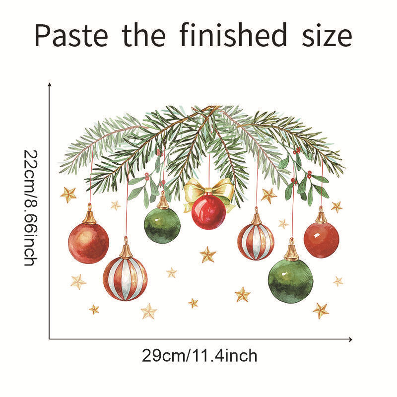 2024. Vanjska trgovina Božićne naljepnice s lišćem Svjetleća kugla Naljepnice za dječju WC školjku Zidne naljepnice za uređenje doma Samoljepljive veleprodajne prekogranične