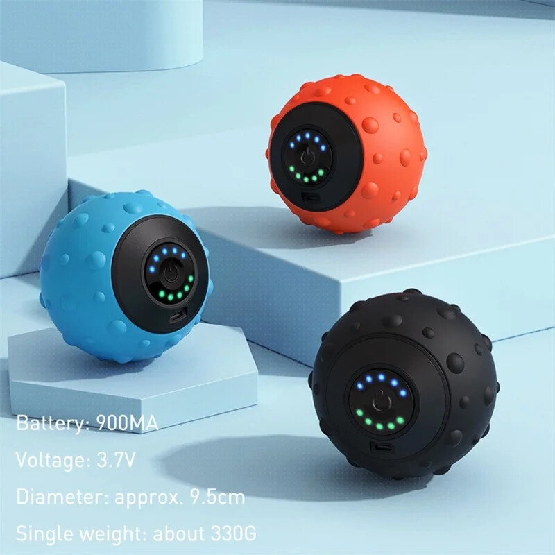 5 ātrumu augstas intensitātes vibrējoša masāžas bumba muskuļu un plantāra fascīta sāpju mazināšanai jogas fitnesa elektriskais masāžas veltnis