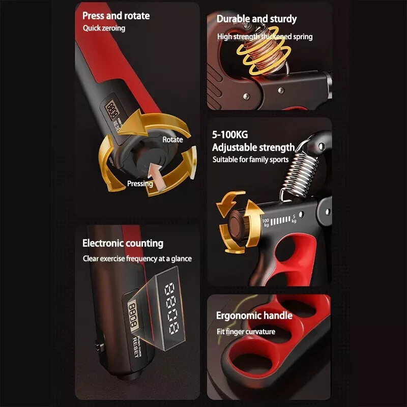 5-100 kg Smart Grip Strength jõusaal reguleeritav lihaseid taastav kätetugevdaja Fitness küünarvarre lihaste treening naisele mehele