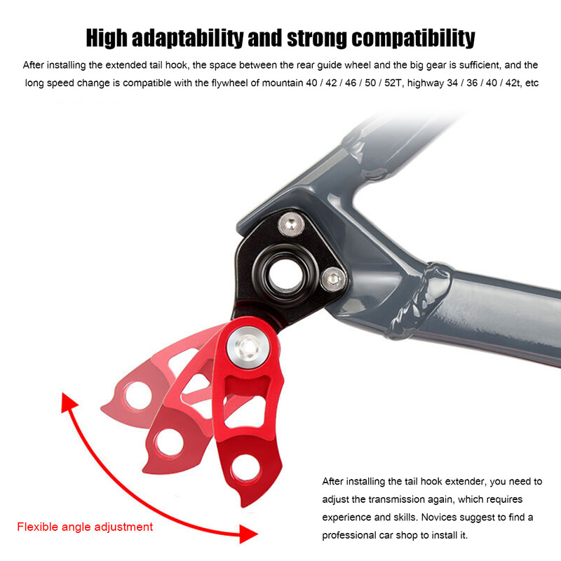 Pakabos prailginimo rėmo pavaros uodegos kablio ilgintuvas kalnų plento dviračio dviračio galinio pavarų perjungiklio pakabos ilgintuvas, skirtas laisvosios eigos 34T-52T