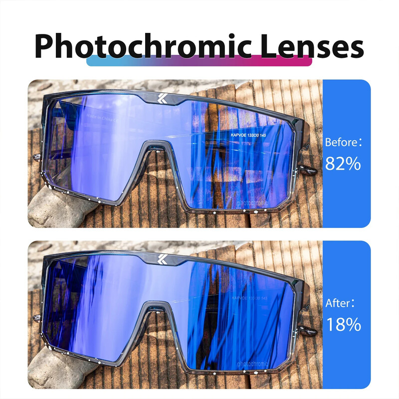 Kapvoe fotokromatske sunčane naočale za biciklizam Naočale za brdski biciklizam Muškarci Žene UV400 Sportske naočale za trčanje na otvorenom crveno plava leća