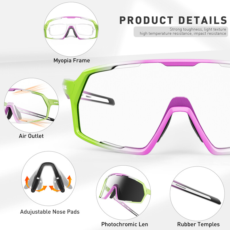 Kapvoe Photochromic Riteņbraukšanas Saulesbrilles Vīriešiem Sievietēm Riteņbrilles Braukšanai Braukšanai UV400 Kalnu velosipēda brilles Brilles Sports