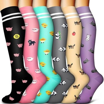 Animal Fruit Compression Socks for Men Women Running Nurse Compression Socks Nurses Sport 6 PIRS Ladies Lady Womens Running