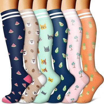 Animal Fruit Compression Socks for Men Women Running Nurse Compression Socks Nurses Sport 6 PIRS Ladies Lady Womens Running