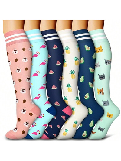 Animal Fruit Compression Socks for Men Women Running Nurse Compression Socks Nurses Sport 6 PIRS Ladies Lady Womens Running