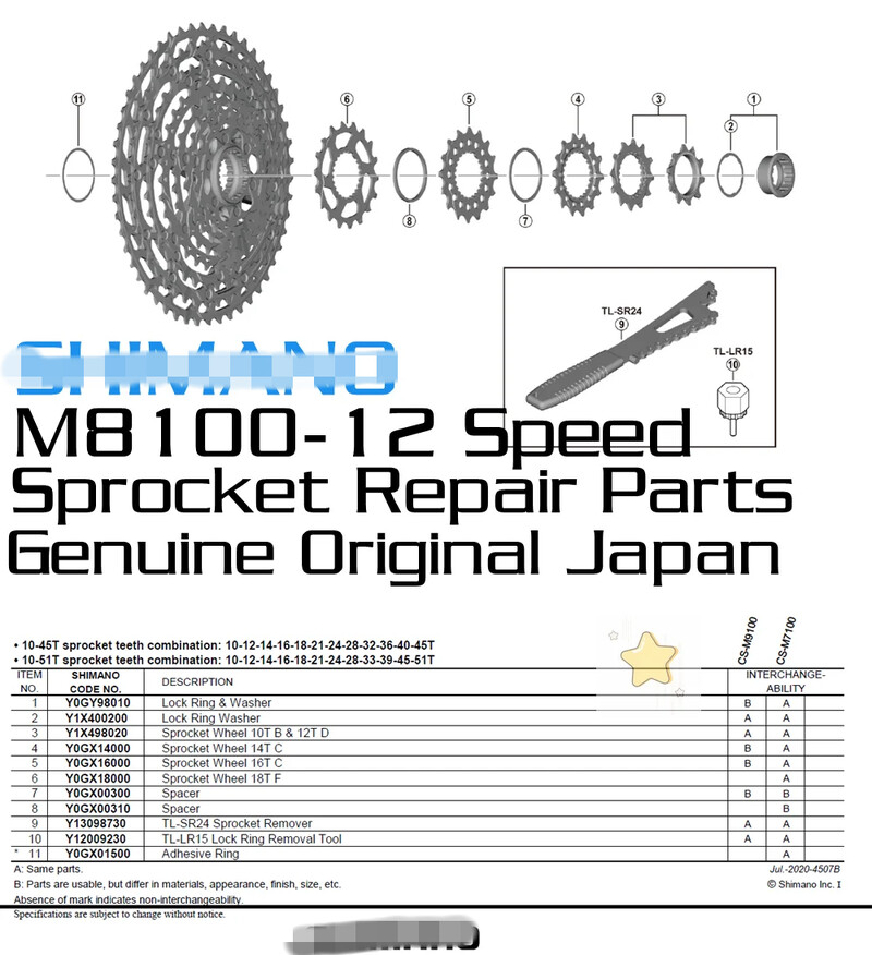 Kazetové ozubené koleso M8100 M9100 12-rýchlostné Y1X498030 Originálne japonské náhradné diely Jednodielne 10+12T 14T 16T 18T M7100 M6100