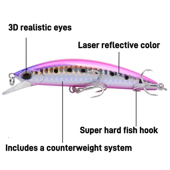 Новопристигнали риболовни примамки MINNOW, с конфигурация, потъваща мишка, 30G/10,2CM, лазерна кожа, задължителни за риболовците