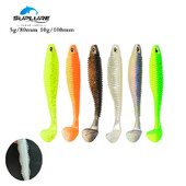 Super Lures T-Tail mäkká rybárska nástraha silikónová návnada 6 farieb 80/100 mm 5/10 g 5/8 ks/balenie woblerov nástrahy párové swimbait