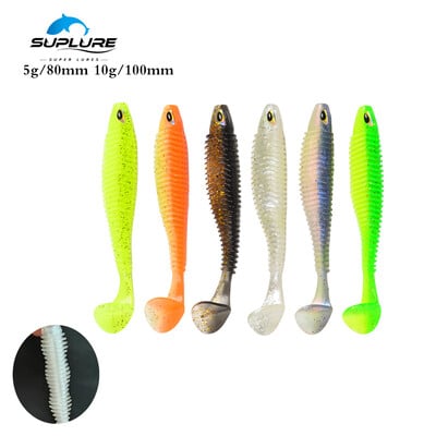Super Lures T-Tail Soft Fishing Lure Silicone Bait 6 Colors 80/100mm 5/10g 5/8Pcs/Pack Wobblers Leurre Souple Swimbait