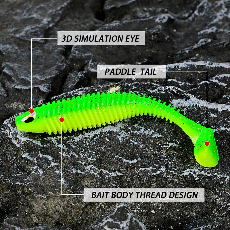 Super Lures T-Tail mäkká rybárska nástraha silikónová návnada 6 farieb 80/100 mm 5/10 g 5/8 ks/balenie woblerov nástrahy párové swimbait