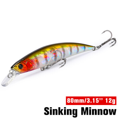 TSURINOYA Rybárska návnada Potápavá rybka 80S 12g DW96 8cm Veľká skalná ryba Tvrdá nástraha Jerkbait Sladkovodná potoková morská návnada Wobblery