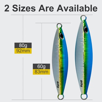 JiggingPro 60g 80g 100g Koika Jig Slow Fall Jigging Lure Slow Pitch Metal Jigs Saltwater Fishing Lure