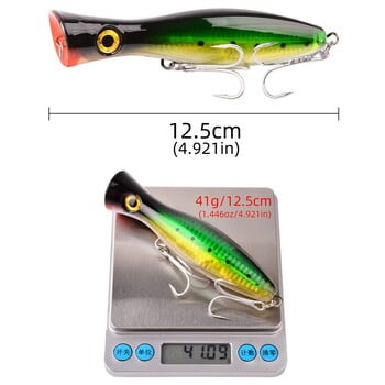 1 τεμ 41 g/83g Big Popper Floating Wobbler Fishing Lures, Τεχνητό πλαστικό σκληρό δόλωμα με συρτή κορυφής, εργαλεία ψαρέματος