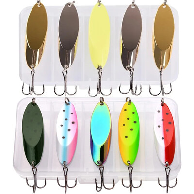 5 DB 3g-21g Világító fém kanál csali, kemény csali basszus ezüst kanál horgászcsali Pesca tackle wobbler Isca Artificial