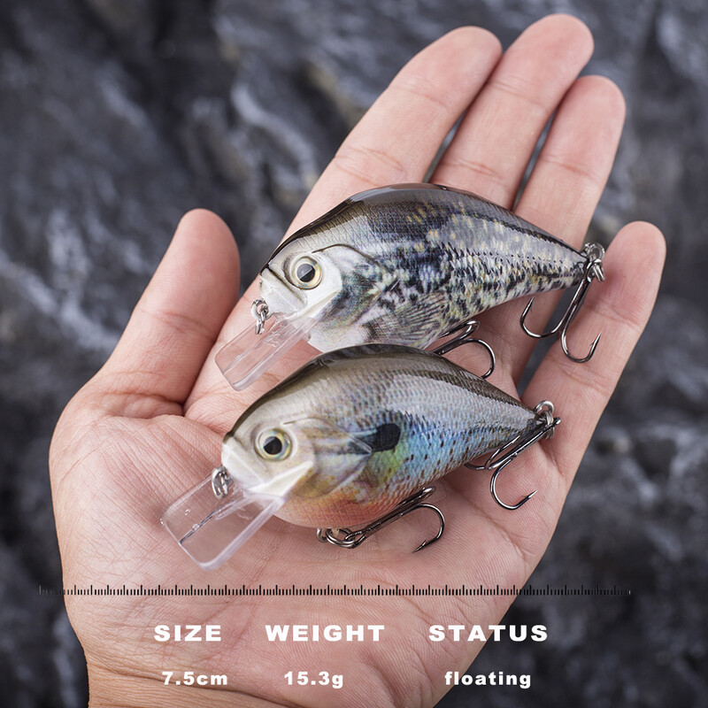 CCLTBA Crankbait mamac za pecanje 7,5 cm 15,3 g plutajući, klimavi, tvrdi mamac, mamac s kvadratnom kljunom, umjetni ribolovni pribor