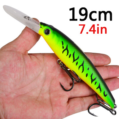 PROBEROS 1vnt 19cm 53g didelis Minnow masalas, skirtas įvairių rūšių žvejybai, lazerinis dirbtinis masalas sūraus vandens ilgo užmetimo velkamieji vobleriai