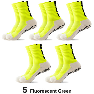5 чифта/лот 2023 Нови мъжки чорапи ANTI SLIP Футболни чорапи до средата на прасеца Нехлъзгащи се футболни спортни велосипедни спортни мъжки чорапи EU38-45