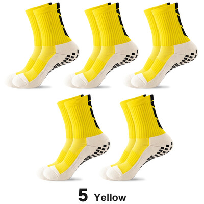 5 чифта/лот 2023 Нови мъжки чорапи ANTI SLIP Футболни чорапи до средата на прасеца Нехлъзгащи се футболни спортни велосипедни спортни мъжки чорапи EU38-45
