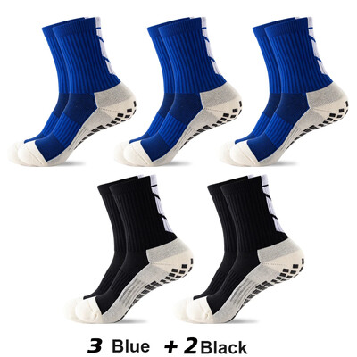 5 чифта/лот 2023 Нови мъжки чорапи ANTI SLIP Футболни чорапи до средата на прасеца Нехлъзгащи се футболни спортни велосипедни спортни мъжки чорапи EU38-45