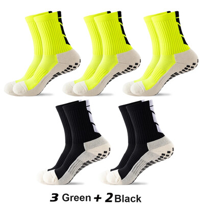 5 чифта/лот 2023 Нови мъжки чорапи ANTI SLIP Футболни чорапи до средата на прасеца Нехлъзгащи се футболни спортни велосипедни спортни мъжки чорапи EU38-45