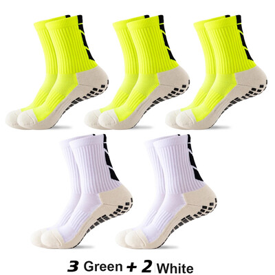 5 чифта/лот 2023 Нови мъжки чорапи ANTI SLIP Футболни чорапи до средата на прасеца Нехлъзгащи се футболни спортни велосипедни спортни мъжки чорапи EU38-45