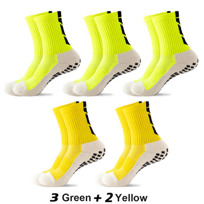 5 чифта/лот 2023 Нови мъжки чорапи ANTI SLIP Футболни чорапи до средата на прасеца Нехлъзгащи се футболни спортни велосипедни спортни мъжки чорапи EU38-45