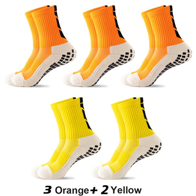 5 чифта/лот 2023 Нови мъжки чорапи ANTI SLIP Футболни чорапи до средата на прасеца Нехлъзгащи се футболни спортни велосипедни спортни мъжки чорапи EU38-45