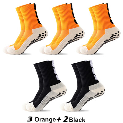 5 чифта/лот 2023 Нови мъжки чорапи ANTI SLIP Футболни чорапи до средата на прасеца Нехлъзгащи се футболни спортни велосипедни спортни мъжки чорапи EU38-45