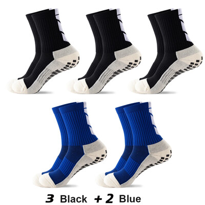 5 чифта/лот 2023 Нови мъжки чорапи ANTI SLIP Футболни чорапи до средата на прасеца Нехлъзгащи се футболни спортни велосипедни спортни мъжки чорапи EU38-45