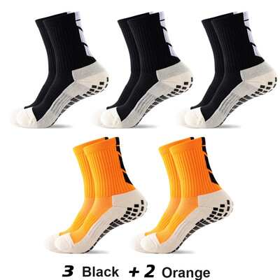 5 чифта/лот 2023 Нови мъжки чорапи ANTI SLIP Футболни чорапи до средата на прасеца Нехлъзгащи се футболни спортни велосипедни спортни мъжки чорапи EU38-45