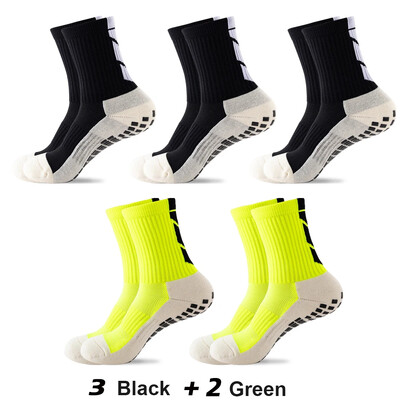 5 чифта/лот 2023 Нови мъжки чорапи ANTI SLIP Футболни чорапи до средата на прасеца Нехлъзгащи се футболни спортни велосипедни спортни мъжки чорапи EU38-45