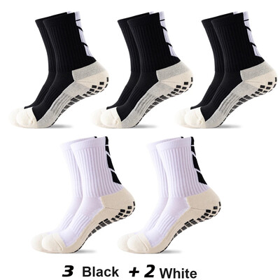5 чифта/лот 2023 Нови мъжки чорапи ANTI SLIP Футболни чорапи до средата на прасеца Нехлъзгащи се футболни спортни велосипедни спортни мъжки чорапи EU38-45