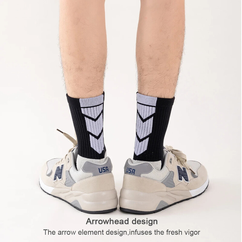 5 чифта/лот 2023 Нови мъжки чорапи ANTI SLIP Футболни чорапи до средата на прасеца Нехлъзгащи се футболни спортни велосипедни спортни мъжки чорапи EU38-45