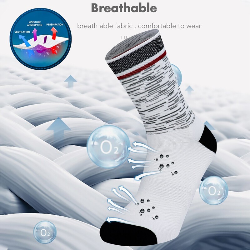 Férfi női kerékpáros zoknik Professzionális magas legénység országúti kerékpáros zoknik Légáteresztő gyorsan száradó prémium szálas sport futózoknik