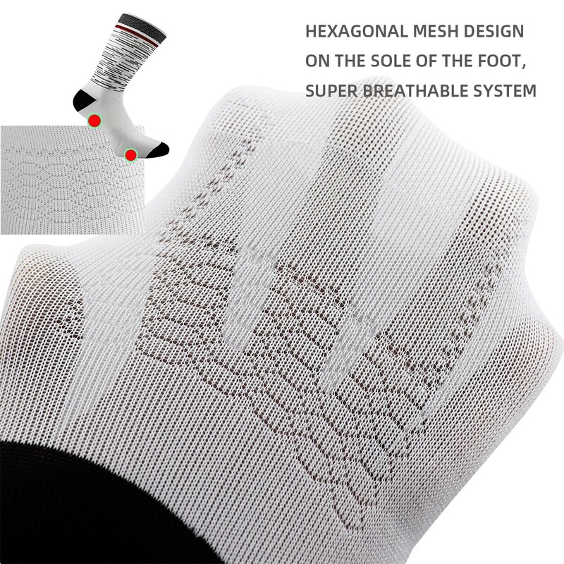 Férfi női kerékpáros zoknik Professzionális magas legénység országúti kerékpáros zoknik Légáteresztő gyorsan száradó prémium szálas sport futózoknik