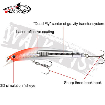 WALK FISH Suspending Minnow 6g 9g 12g Риболовна примамка Професионална система за гравитационен баланс Воблер с твърда стръв Crank Pesca Swimbait