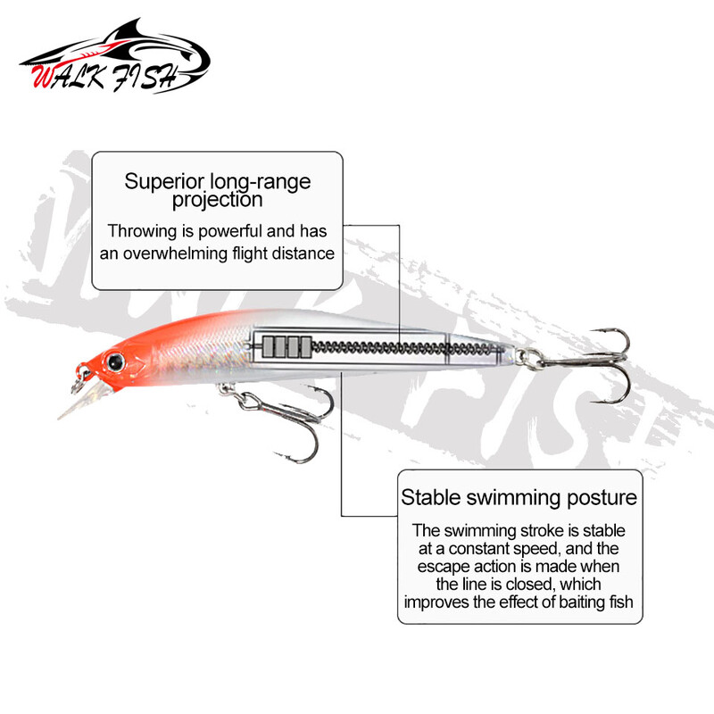 WALK FISH Suspending Minnow 6g 9g 12g mamac za ribolov Profesionalni sustav gravitacijske ravnoteže Hard Bait Crank Wobbler Pesca Swimbait